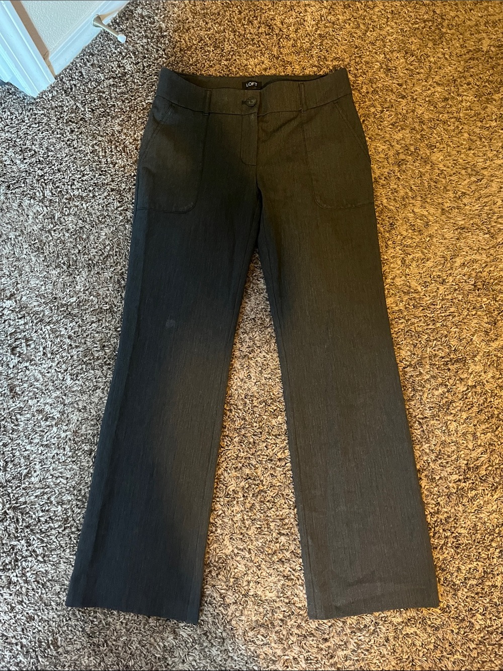 LOFT Dark Charcoal Straight-Leg Pants